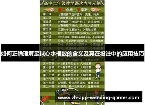 如何正确理解足球心水指数的含义及其在投注中的应用技巧